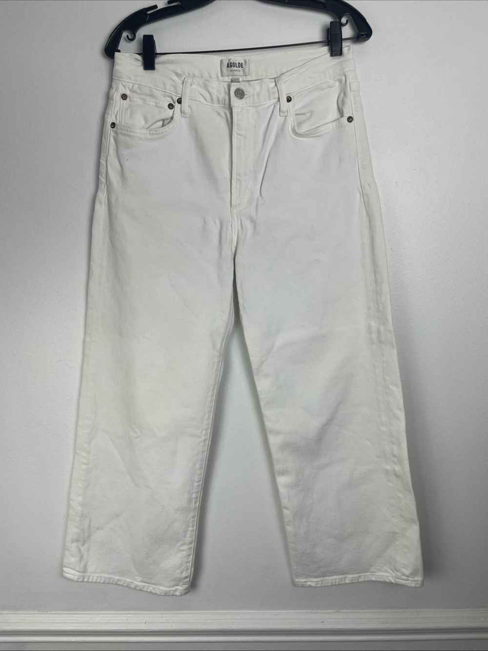 AGOLDE Harper Wide-Leg Crop Jeans Womens 29 Color White
